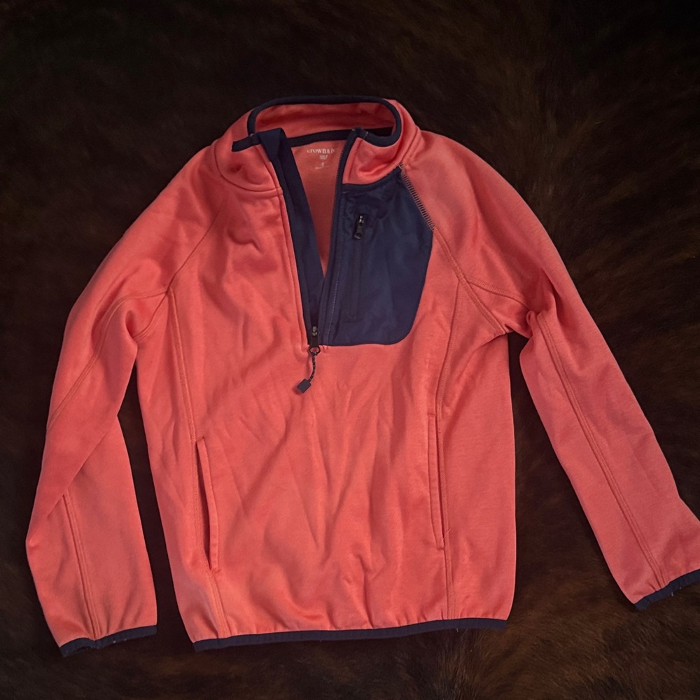 Crown and Ivy Coral and Navy Quarter-Zip Golf Pullover